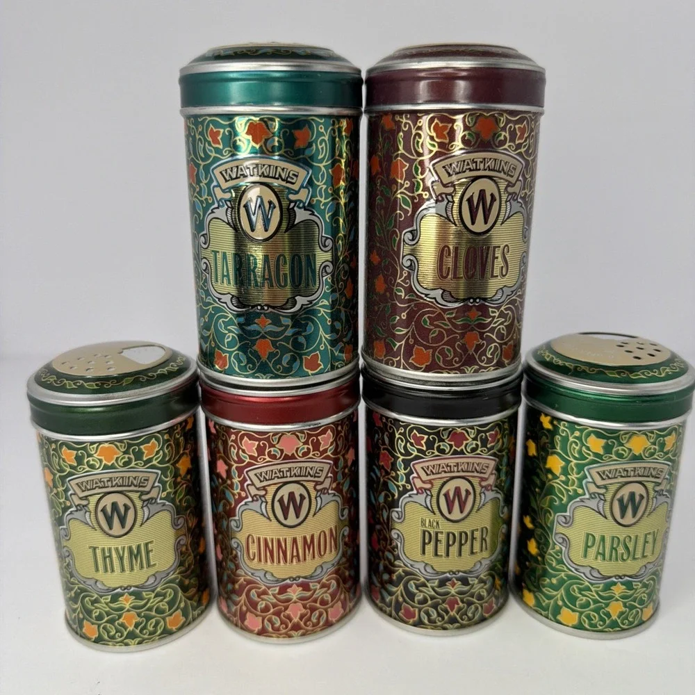 Vintage 1987 Watkins Spice Tin Set 6 Pc Limited  Ed Collectible Kitchen Seasonin